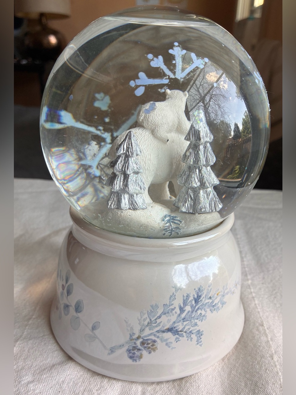 Vintage Pfaltzgraff Musical Snow Globe Winter Frost Collection Polar Bear WORKS - Picture 3 of 8